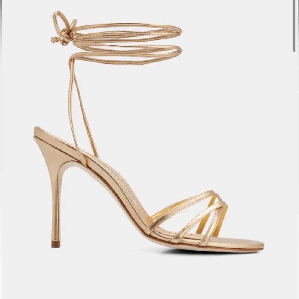 Manolo Blahnik Strappy Leva Bronze Snake Sandal